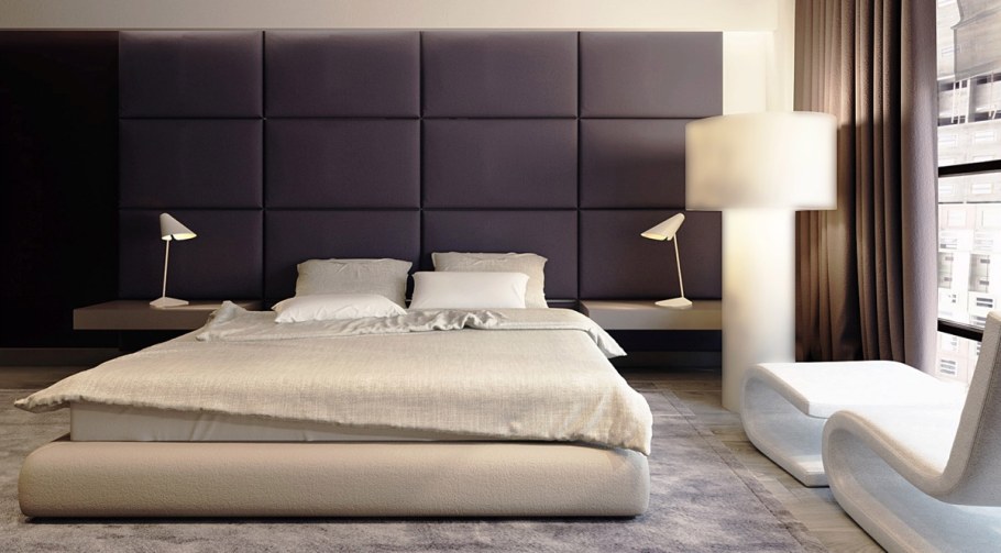 Кровать с мягкими панелями