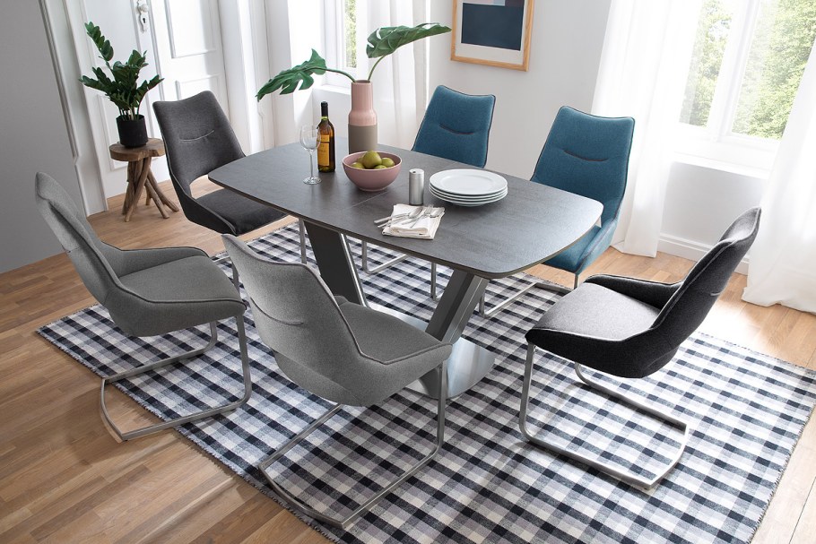 Стол раскладной Lars 160 антрацит/ керамика антрацит