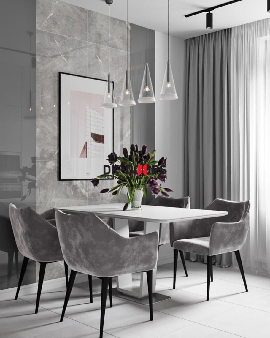 Кухня столовая в сером цвете