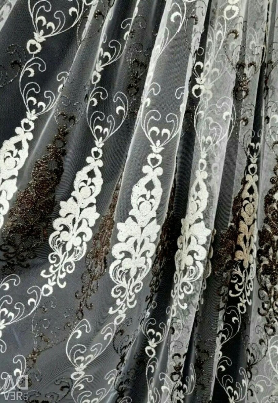 Тюль завиток белый