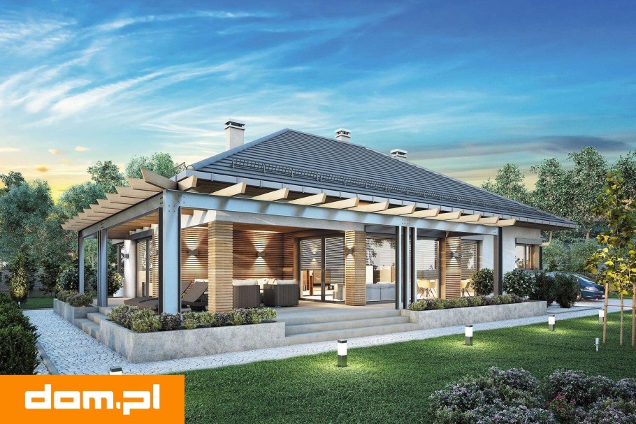 Современный одноэтажный дом с террасой