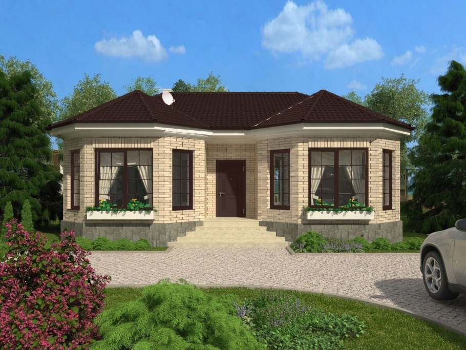 Одноэтажный кирпичный дом 90 кв м