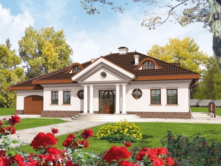 Фасады одноэтажных домов в классическом стиле