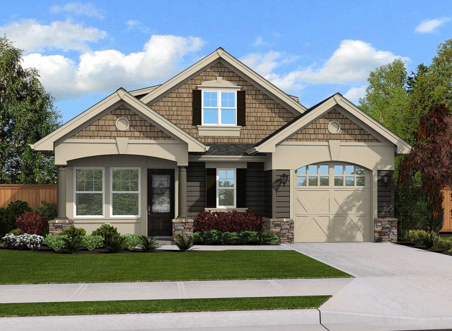 Дом двухэтажный с мансардой в американском стиле