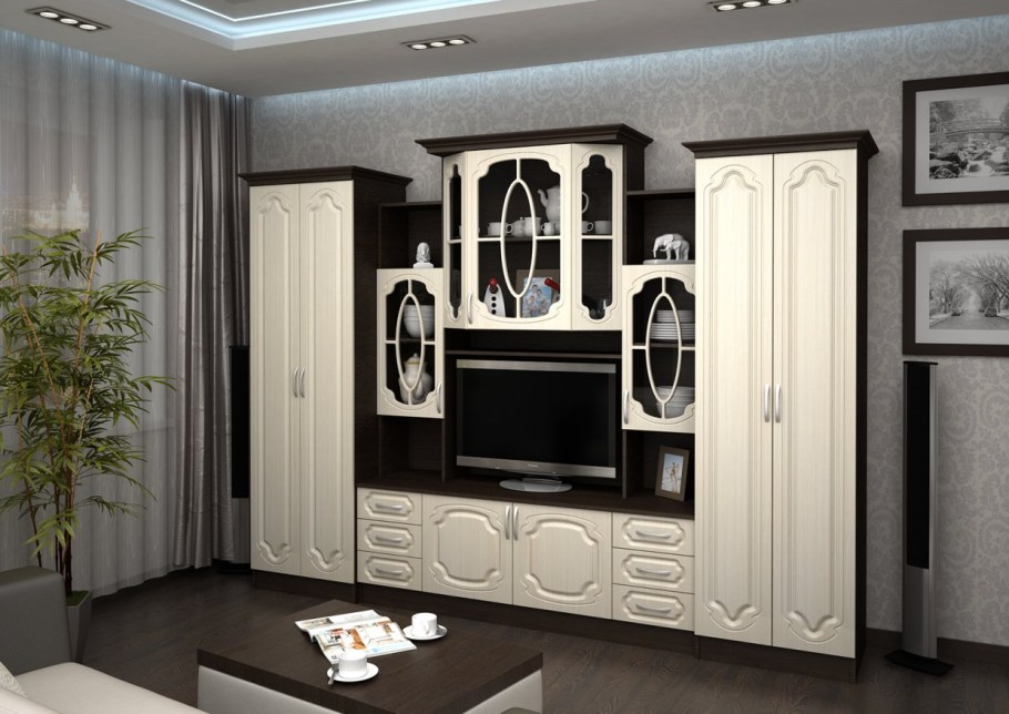 Стенка Альберт беленый дуб