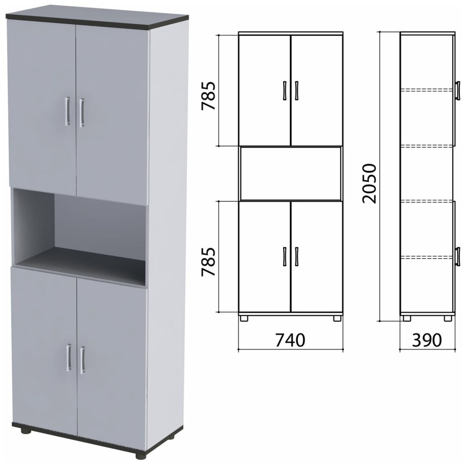 Шкаф полузакрытый монолит 740х390х2050 мм комплект бук
