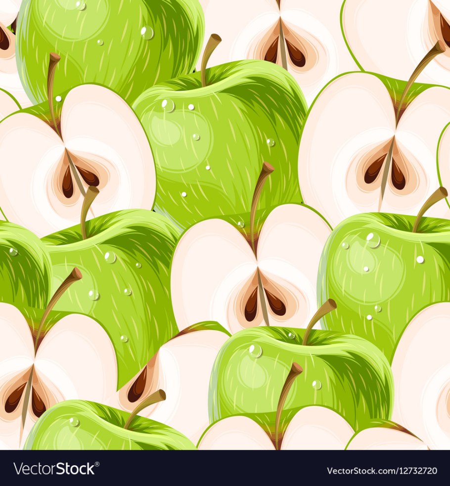 Обои с зелеными яблоками на телефон мультяшные