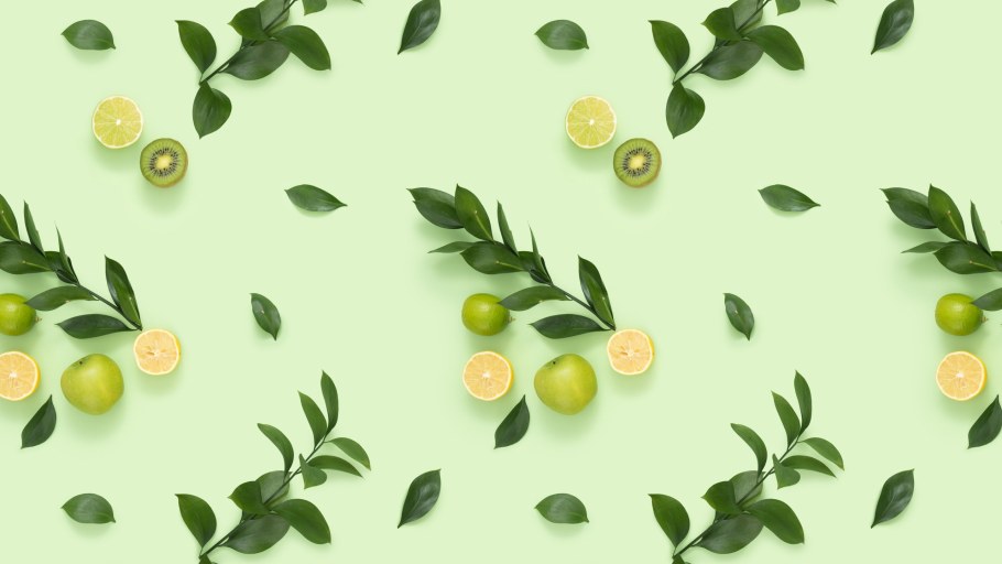 Фон с лимонами и листьями