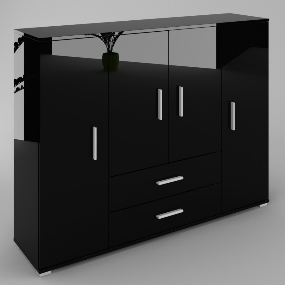 Комод черный глянец