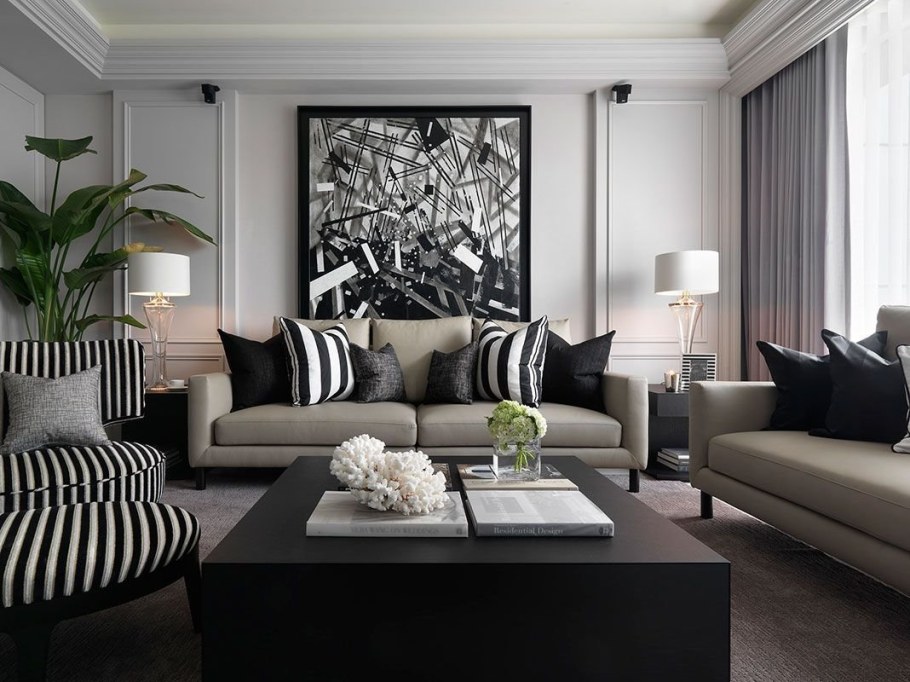 Гостиная в темно сером цвете