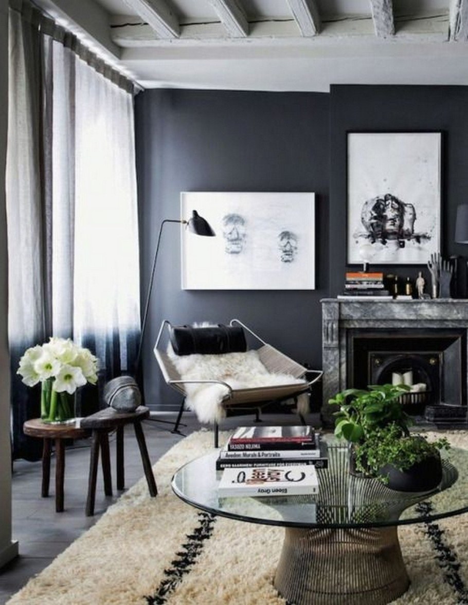 Черно белый интерьер гостиной