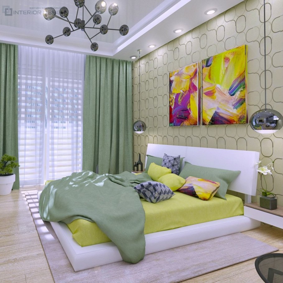 Яркая спальня в современном стиле