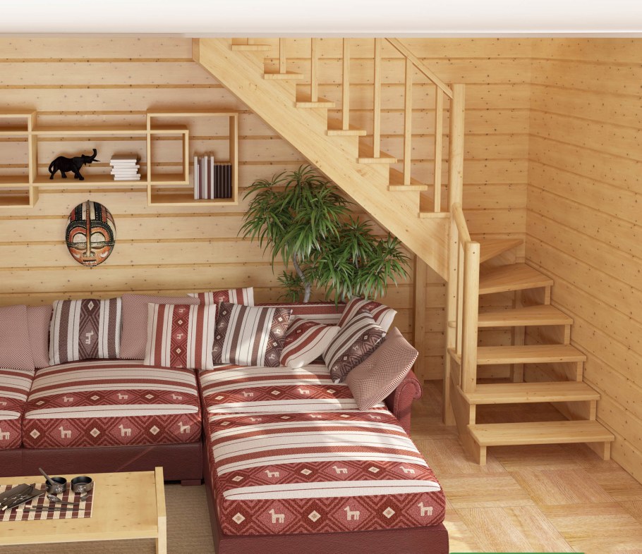 Лестница межэтажная деревянная к-001м