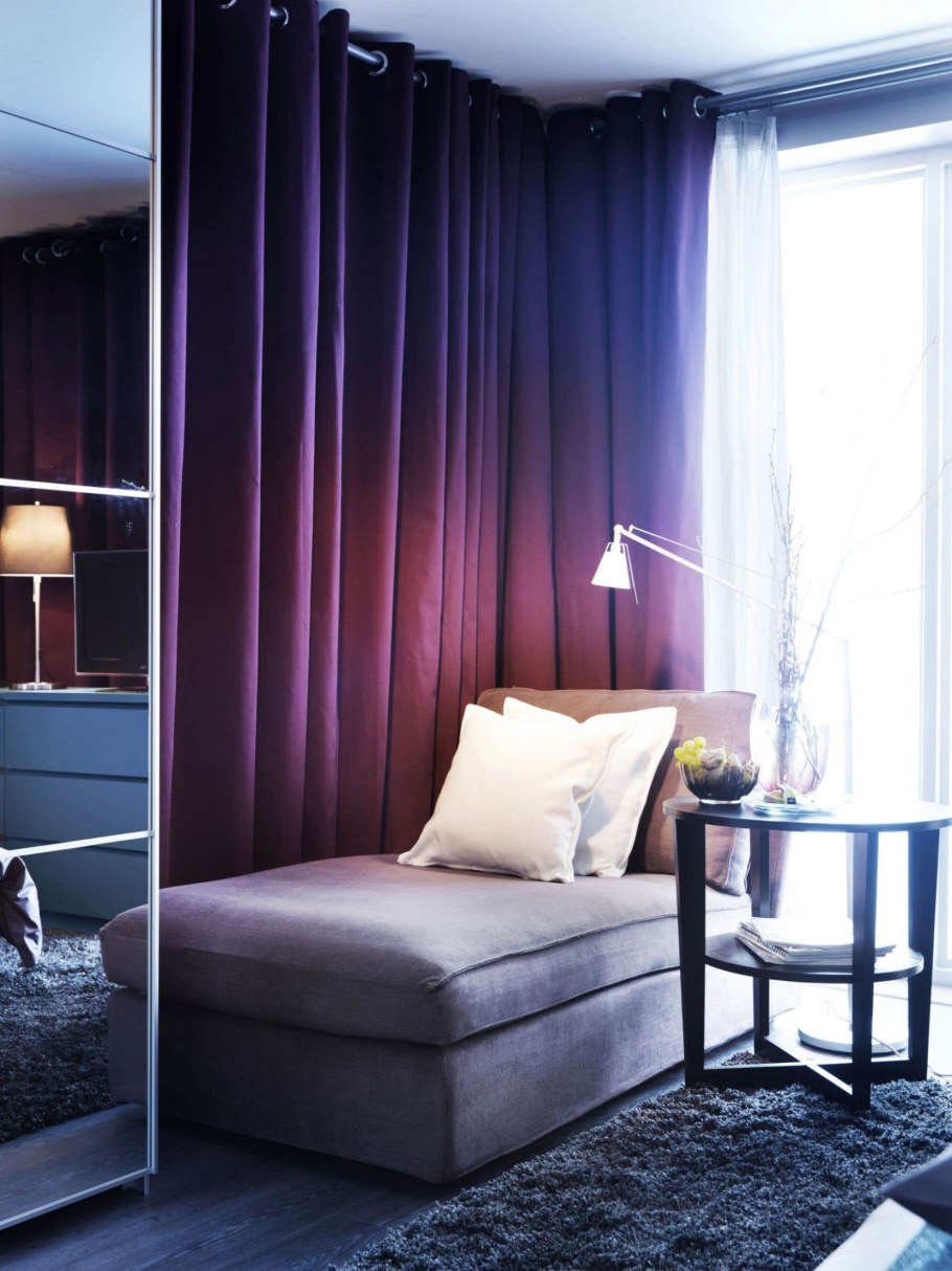 Икеа шторы фиолетовые блэкаут