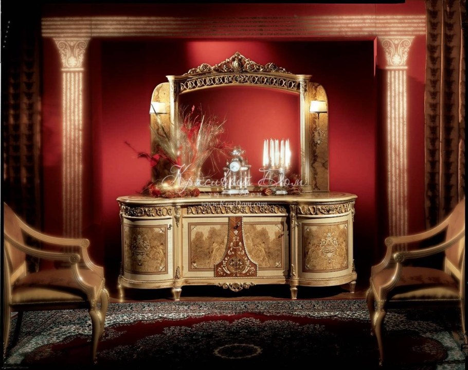 Буфет с зеркалом инкрустация