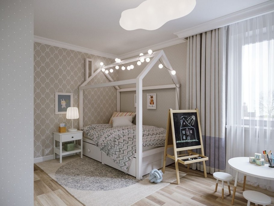 Детская кровать в спальне родителей