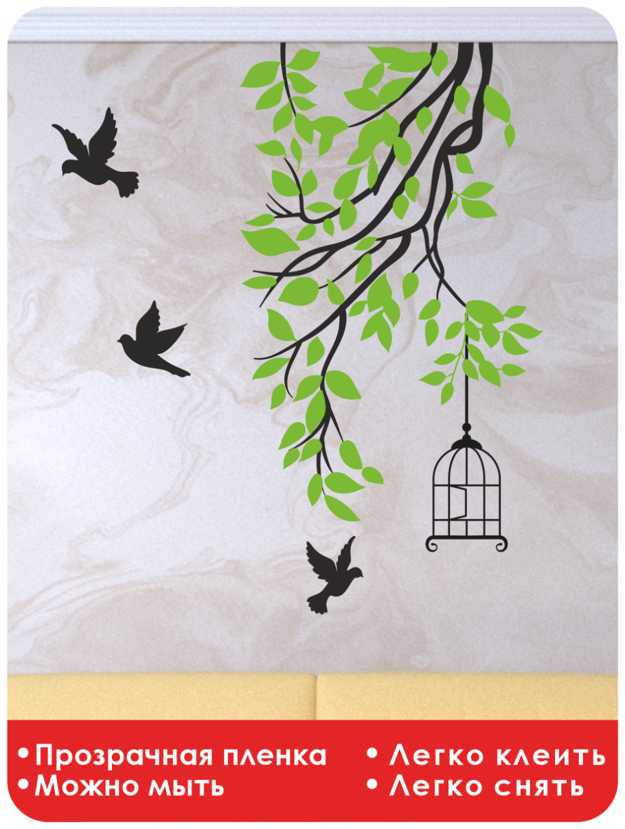 Наклейки на стену птички