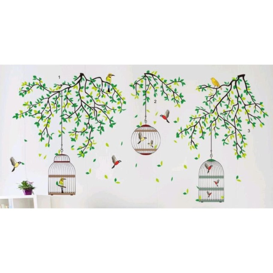 Наклейка пластик птица в клетке