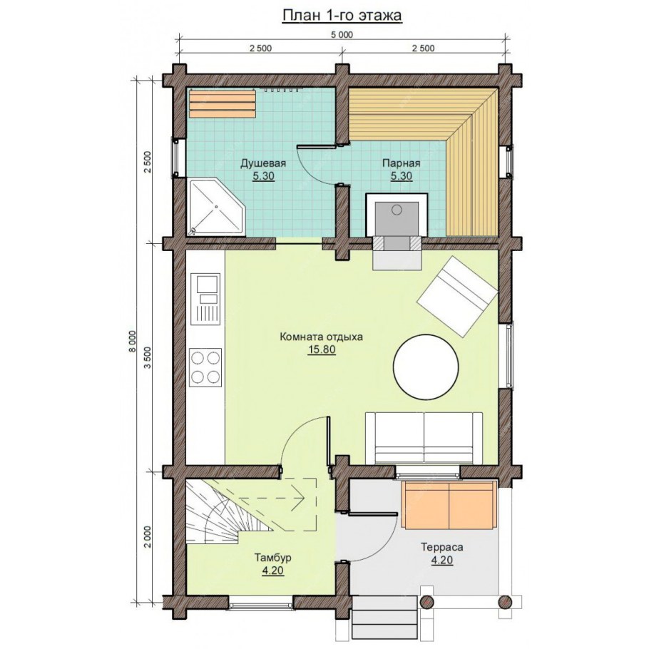 Дом-баня с мансардой планировка