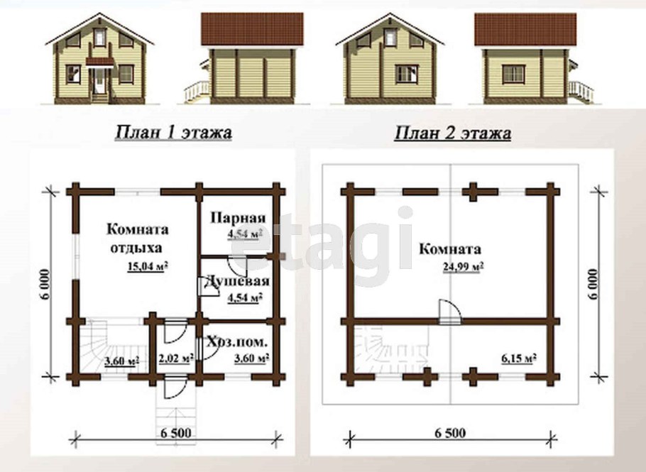 Типовой проект бани с мансардой