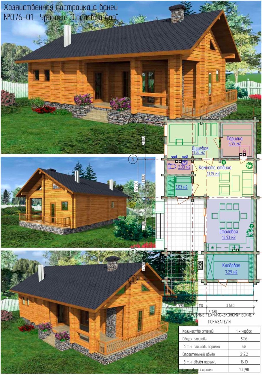 Проекты дачных домиков с баней