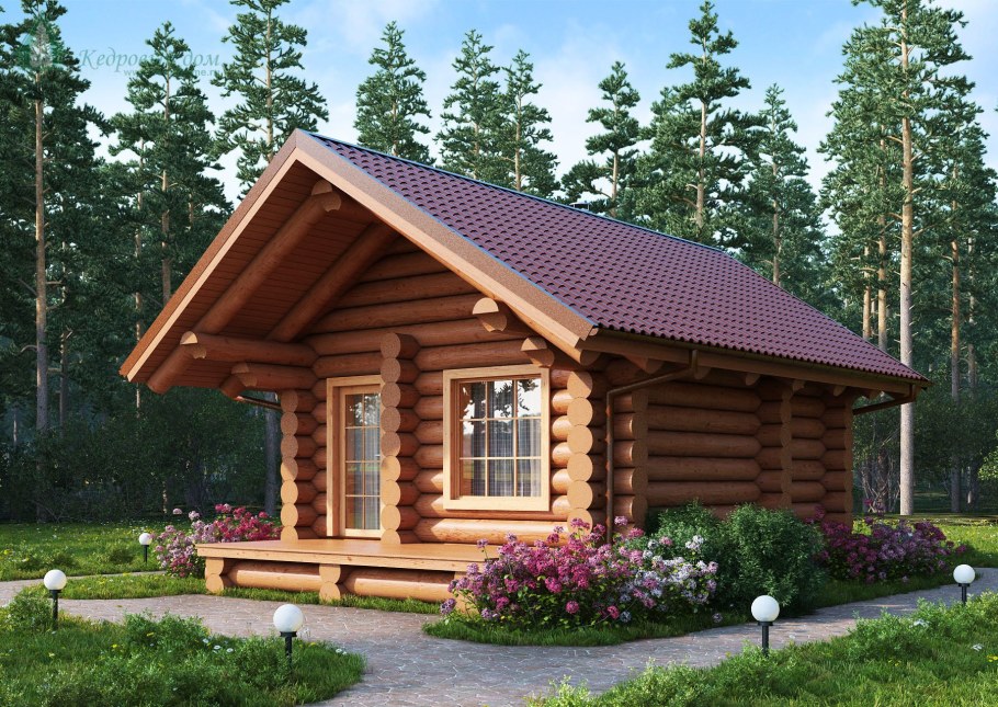 Баня из оцилиндрованного бревна 6х4