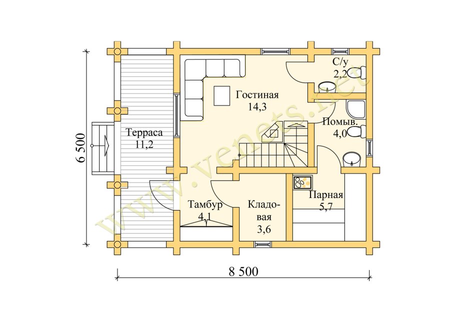 Баня 6х12 двухэтажная