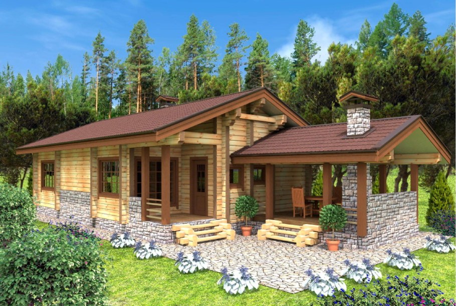 Дом-баня 100кв проекты одноэтажные с террасой