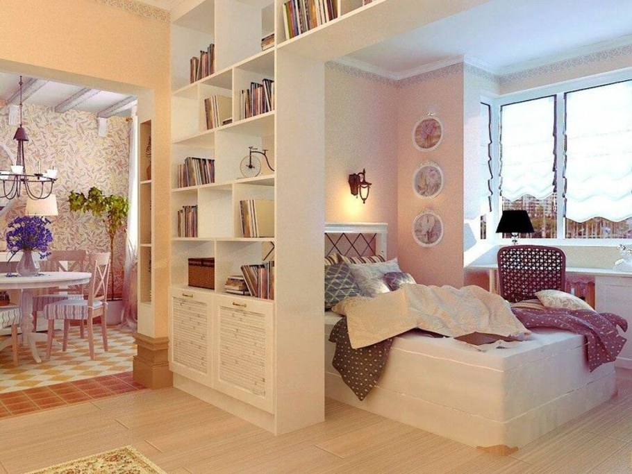 Спальня-гостиная с перегородкой