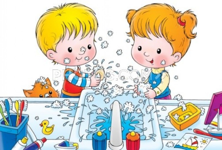 Ребенок умывается