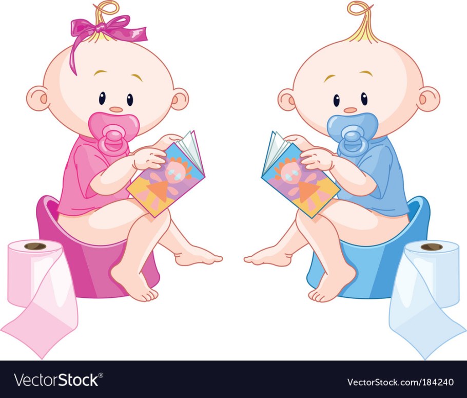 Мальчик и девочка сидят на горшках