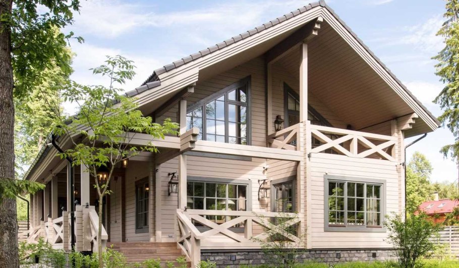 Дом из клееного бруса в стиле Кантри