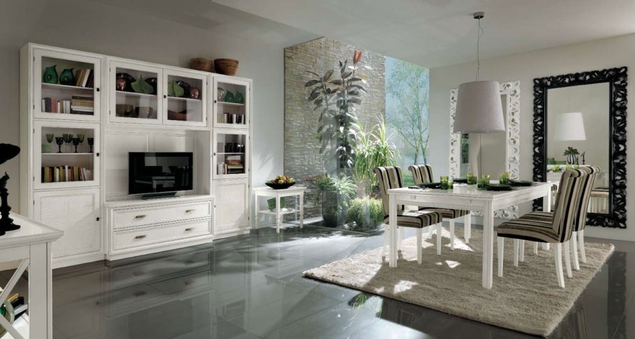 Белая мебель в интерьере гостиной