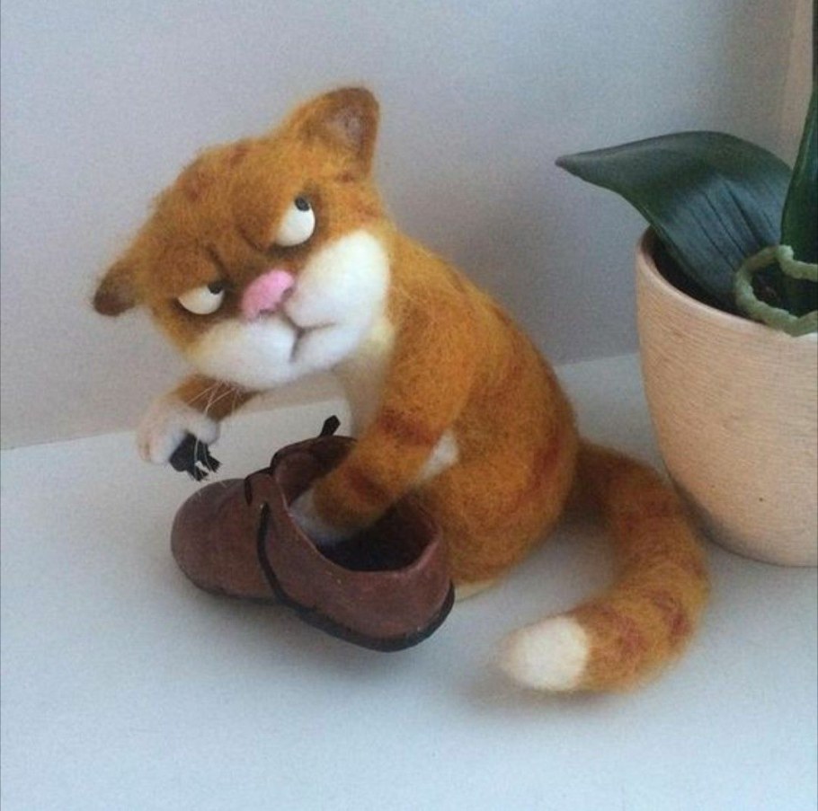 Кот валяние из шерсти