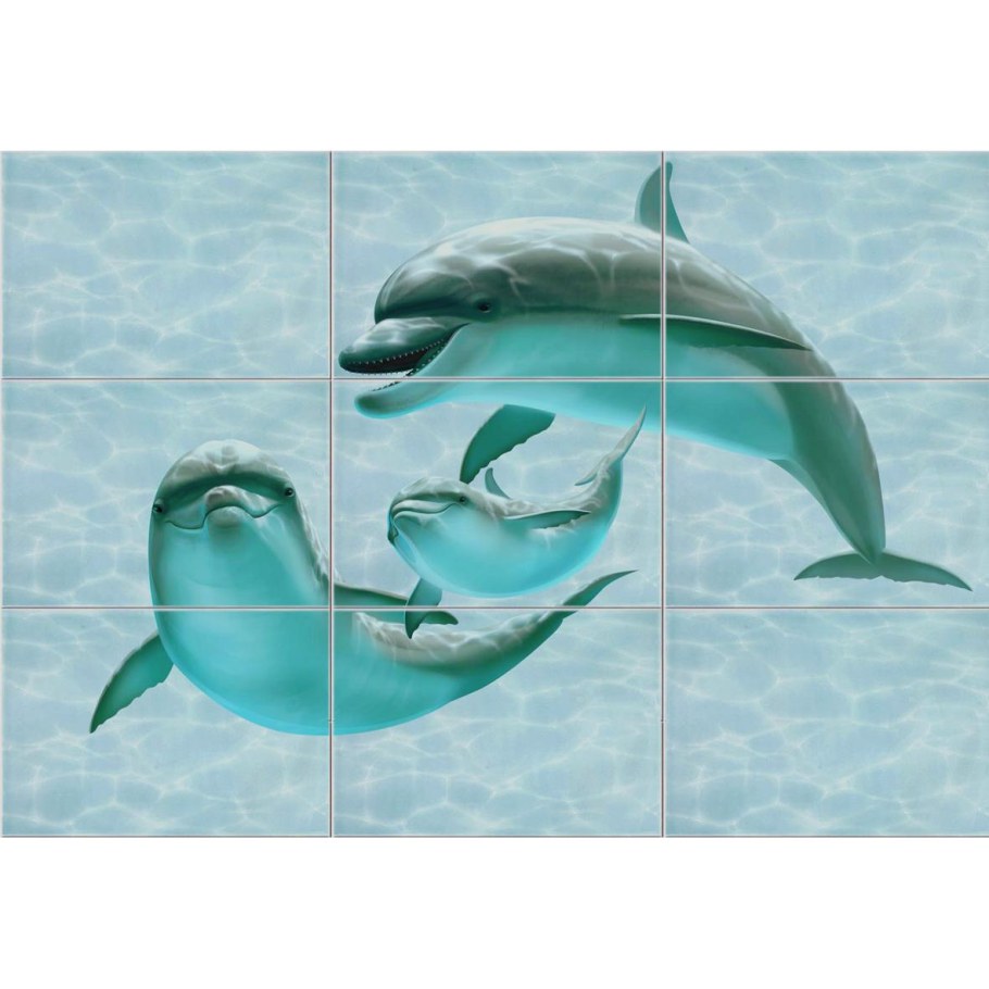 Голубая плитка с дельфинами