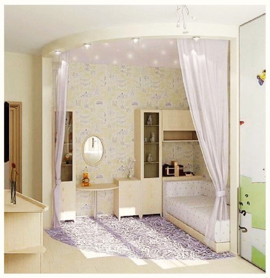 Зонирование детской комнаты для девочки