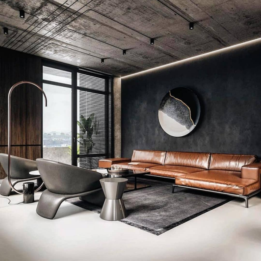 Гостиная лофт Индастриал интерьер