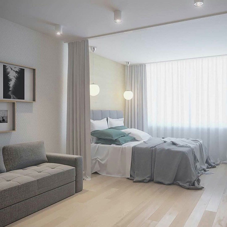 Спальня гостиная зонирование