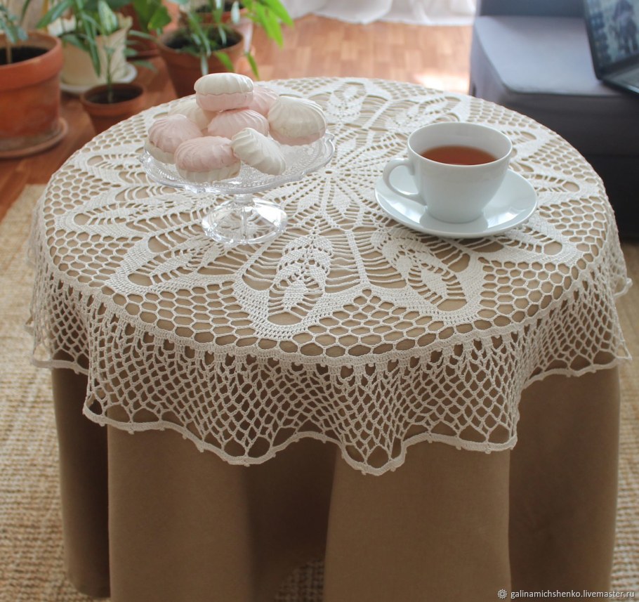 Скатерть ажурная круглая