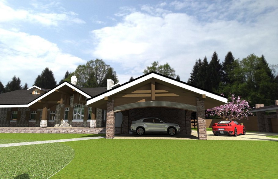 Навес для машины в стиле Шале