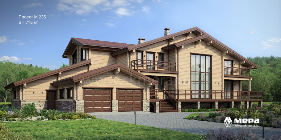 Деревянный коттедж с гаражом
