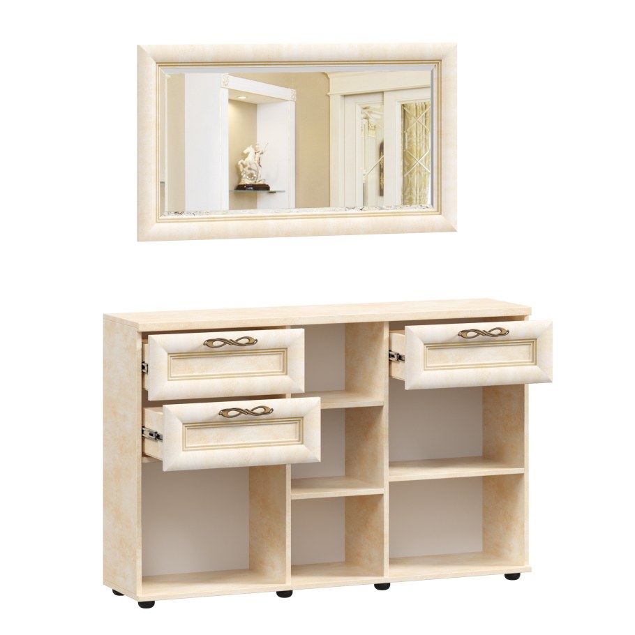 Комод комбинированный Александрия (кожа Ленто/Рустика)