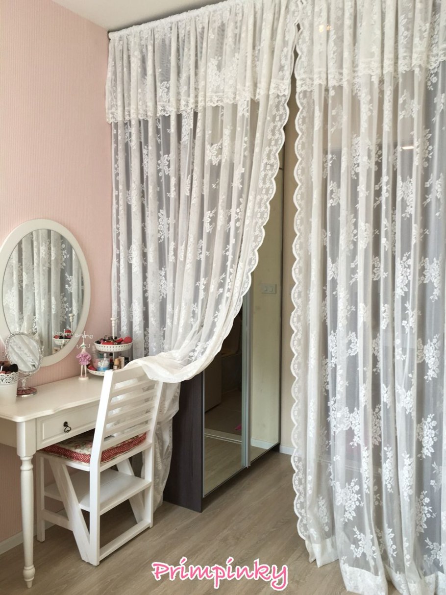 Шторы с кружевом в спальню