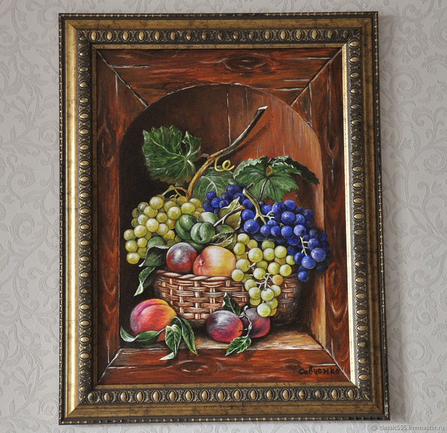 Натюрморт с фруктами в раме