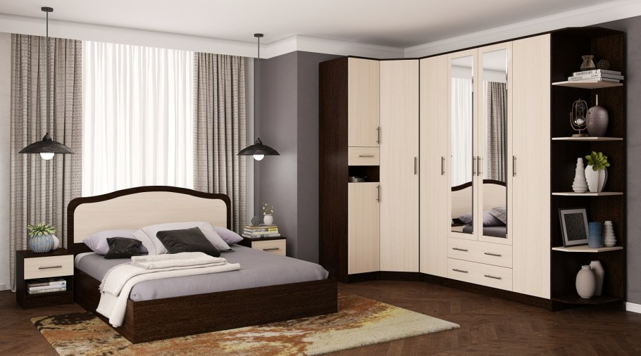 Спальные гарнитуры 2022 из ЛДСП купе