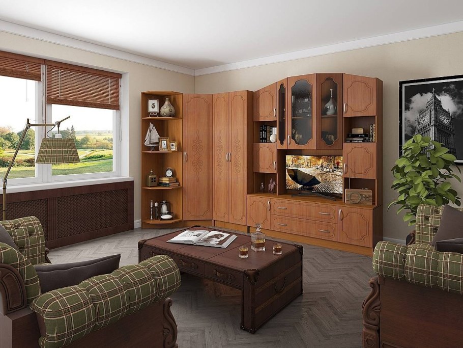 Мебель цвета орех в интерьере