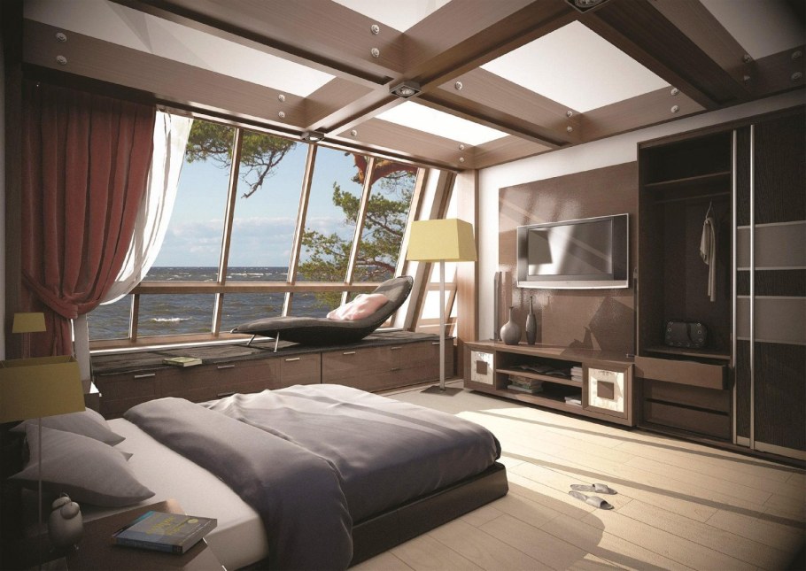 Интерьер спальни фахверк