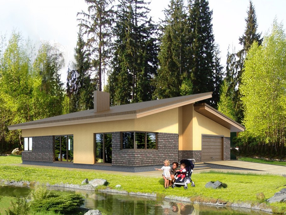 Дом с разноуровневой крышей