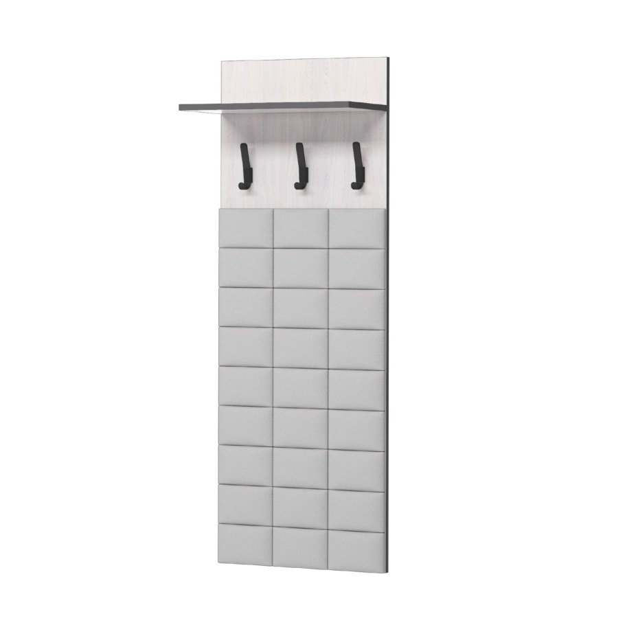 Эльза мод.№1 (вешалка на 800 с зеркалом,фур,) (ясень Анкор светлый)