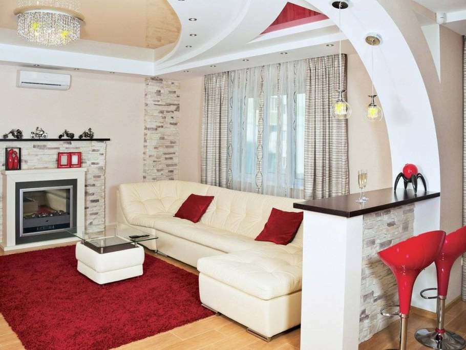 Кухня гостиная с аркой